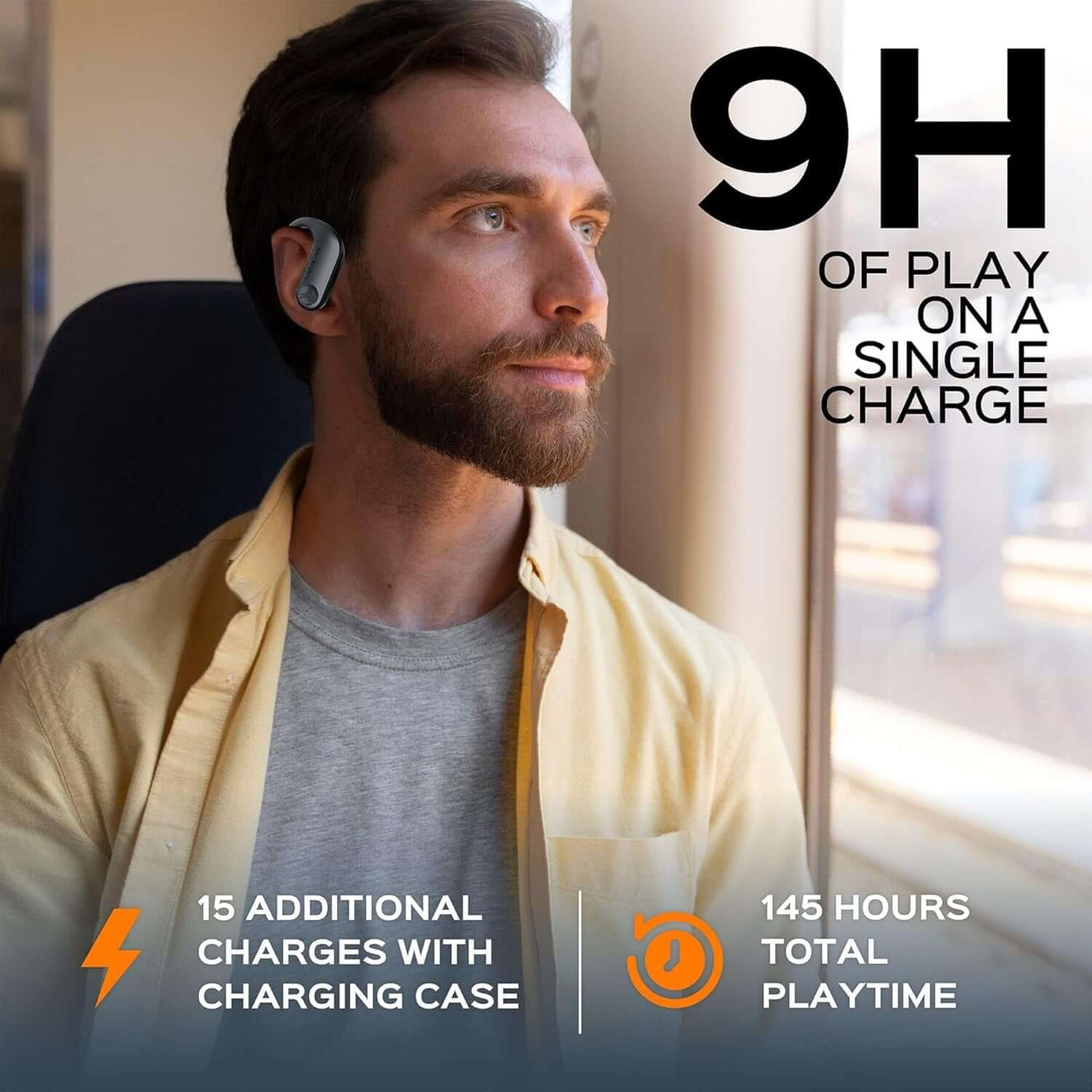 X3 Pro - Workout True Wireless Earbuds, Comfortable Earhooks, Bluetooth 5.3, Punchy Bass, Noise Isolation, 145H Playtime, IPX5 Waterproof, Sweatproof, 2 Mics for Calls, Sport Bluetooth Earbuds