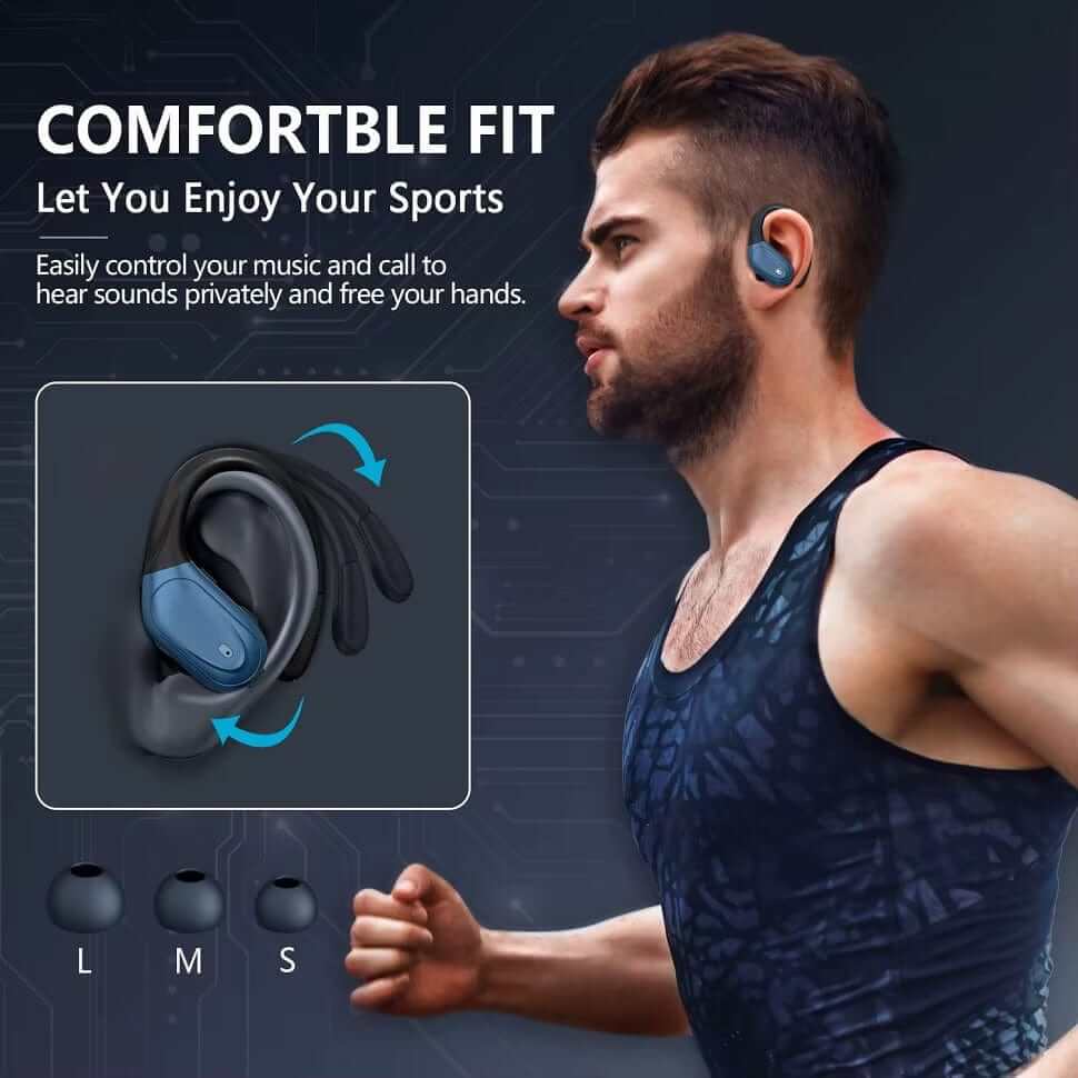 True Wireless Headphones TWS Bluetooth Earbuds Headsets Deep Bass Earphones Mic LED Power Display for Sport Workout Running Gym
