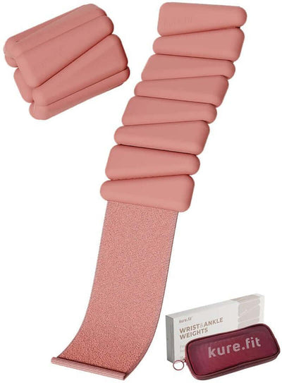 Adjustable Wrist & Ankle Weights Set - 1Lb Pairs | Versatile for Yoga, Peach