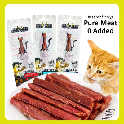 New Cat Snacks Beef Jerky 100G Taurine Omega Balanced Nutrition Delicious Healthy Kittens Sharpening Teeth Beef Strips Pet Food