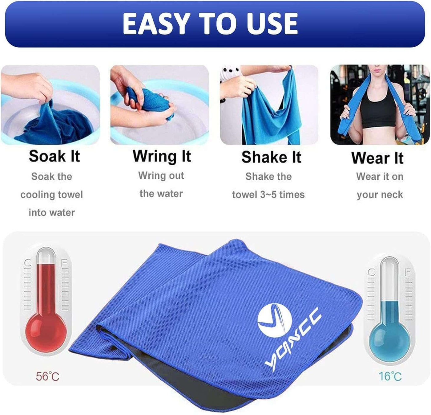 4 Pack Cooling Towel (47"X12") Ice Towel for Neck, Microfiber Cool Towel, Soft Breathable Chilly Towel for Yoga, Sports, Golf, Gym, Camping