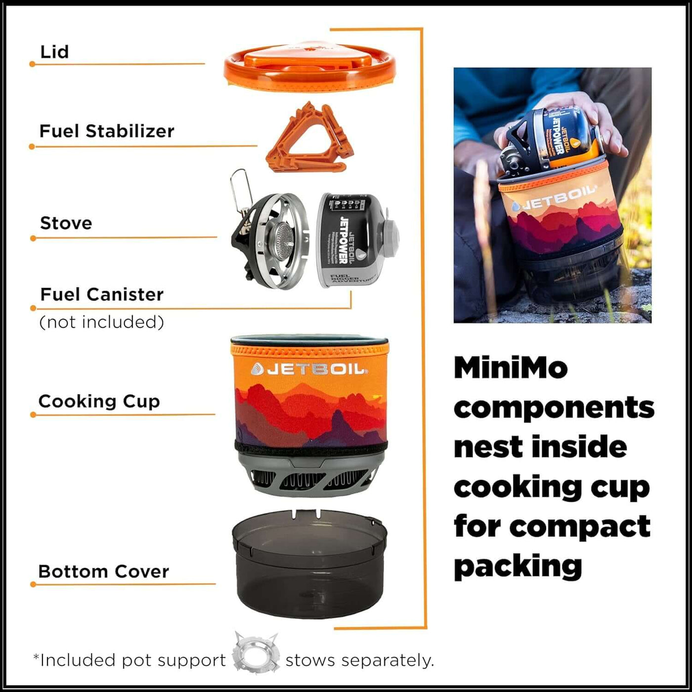 Minimo Camping and Backpacking Stove Cooking System with Adjustable Heat Control
