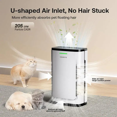 Pet Air Purifier Large Room 2500Sq Ft 7-Stage HEPA Filter Odor Removal Pet Hair Dander Allergies Dust Smoke Clean Air