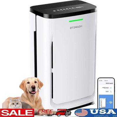Pet Air Purifier Large Room 2500Sq Ft 7-Stage HEPA Filter Odor Removal Pet Hair Dander Allergies Dust Smoke Clean Air
