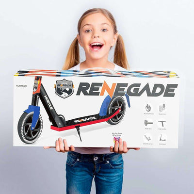 Renegade Kick Scooter for Kids, Teenagers & Adults - 2-Wheel Folding Scooter with Adjustable T-Bar Handlebar - Alloy Anti-Slip Deck