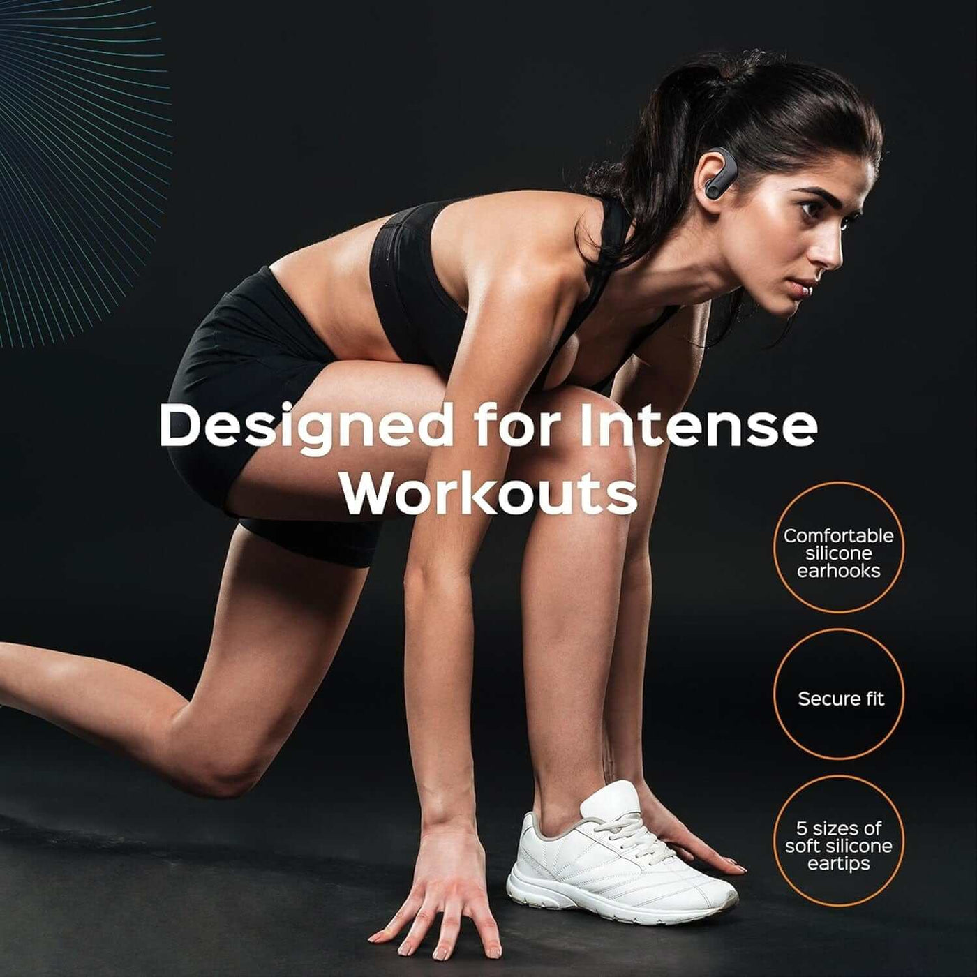 X3 Pro - Workout True Wireless Earbuds, Comfortable Earhooks, Bluetooth 5.3, Punchy Bass, Noise Isolation, 145H Playtime, IPX5 Waterproof, Sweatproof, 2 Mics for Calls, Sport Bluetooth Earbuds