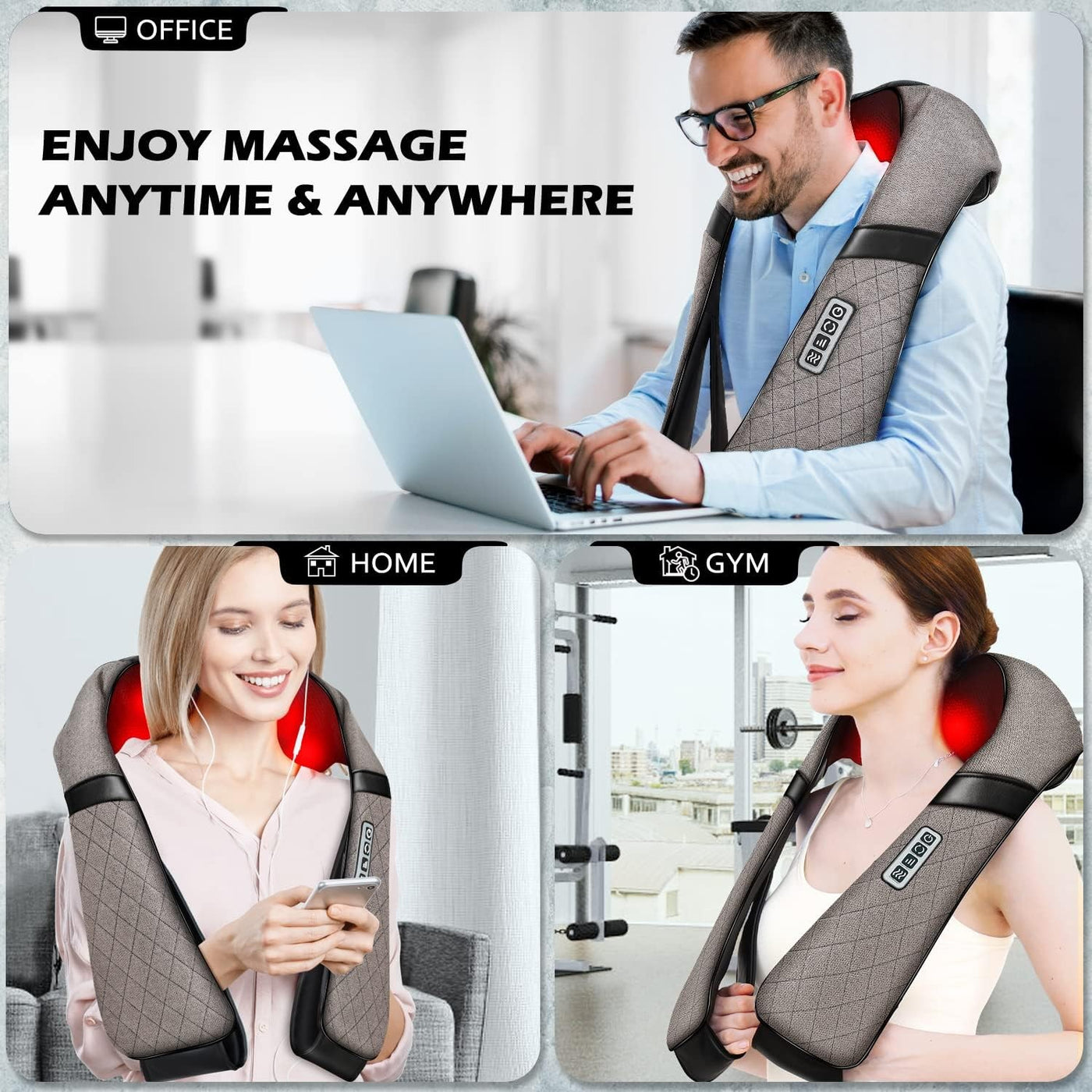 3D Heated Neck And Back Massager Pillow