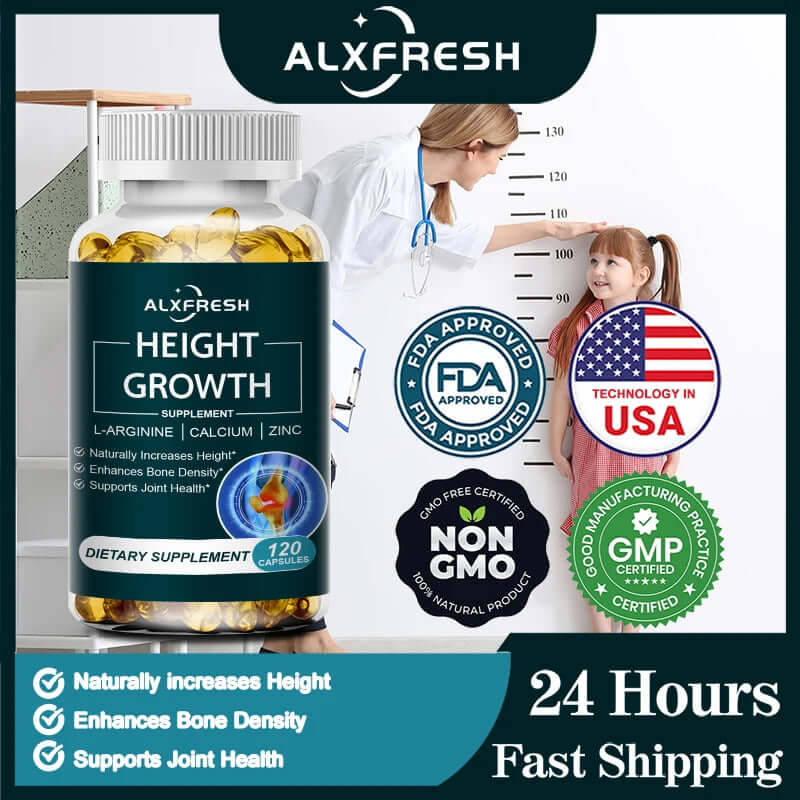 Height Growth Supplement with Vitamins and Calcium Zinc Improves Bone Strength Natural Capsules Promotes Growth Improve Immunity