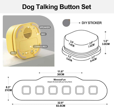 Dog Buttons for Communication 4 Pcs with Anti-Slip Mat Voice Recording Clicker with Training Manual for Cats Dogs