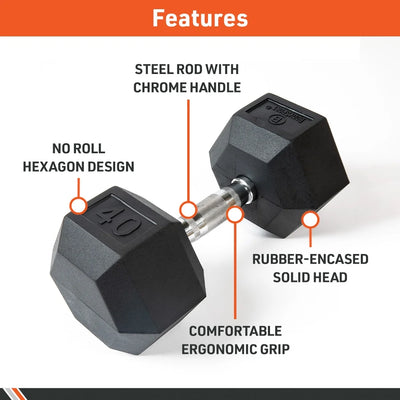 60Lb Rubber Hex Dumbbells