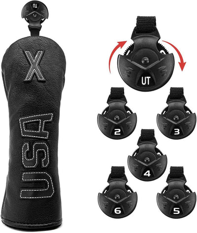Taylormade, Titleist, Callaway Golf Driver & Fairway Wood Headcovers - Black Synthetic Leather, Thick, Cool, USA Made
