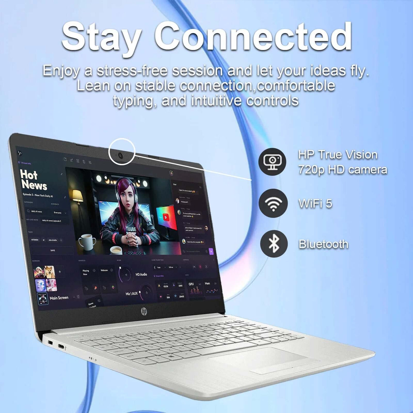 HP 14" Sutdent Laptop, up to 16GB RAM, up to 384GB Storage,  Celeron N4120, HD Webcam, 1-Year Office 365, Win 11 H, Silver