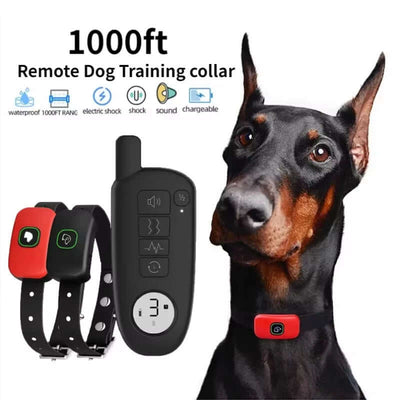 1000Ft Range Dog Training Collar Waterproof Electric Shock Vibration Sound Dogs Bark Collar for Small Medium Large Dogs Trainer