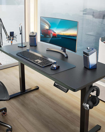 Height Adjustable Electric Standing Desk, 48 X 24 Inches Sit Stand up Desk, Memory Computer Home Office Desk with Two-Piece Desktop (Black)