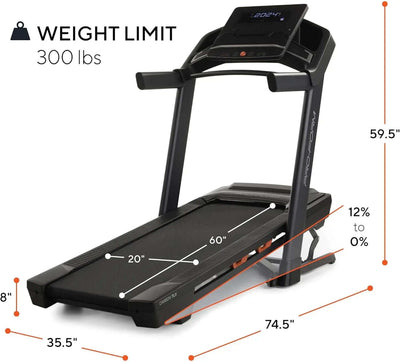 Proform Carbon TLX; All-New Treadmill for Walking and Running with Built-In Fan and Space-Saving Design