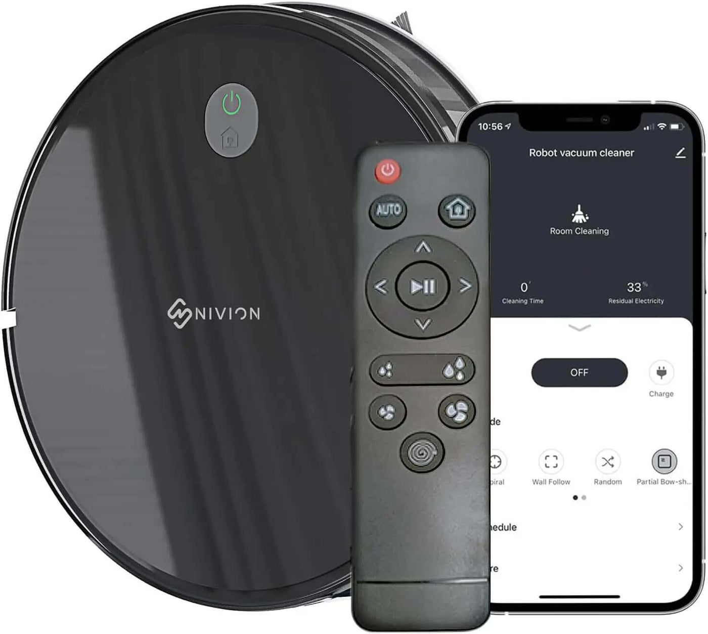 Robot Vacuum Cleaner with Cyclone Suction Robotic Vacuum, Scheduled Cleaning, I for Pet Hair, Hard Floor