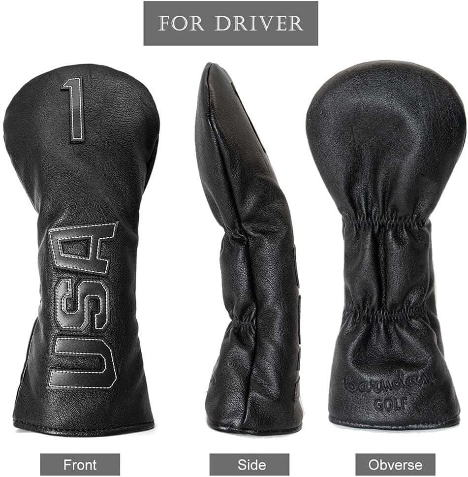 Taylormade, Titleist, Callaway Golf Driver & Fairway Wood Headcovers - Black Synthetic Leather, Thick, Cool, USA Made