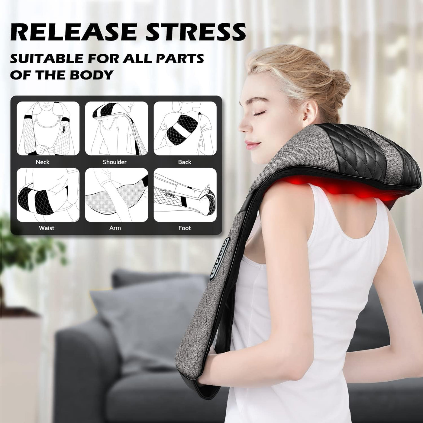 3D Heated Neck And Back Massager Pillow