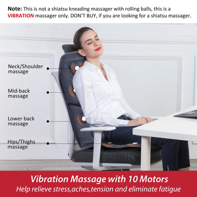 Vibration Back Massager Seat Pad with Heat