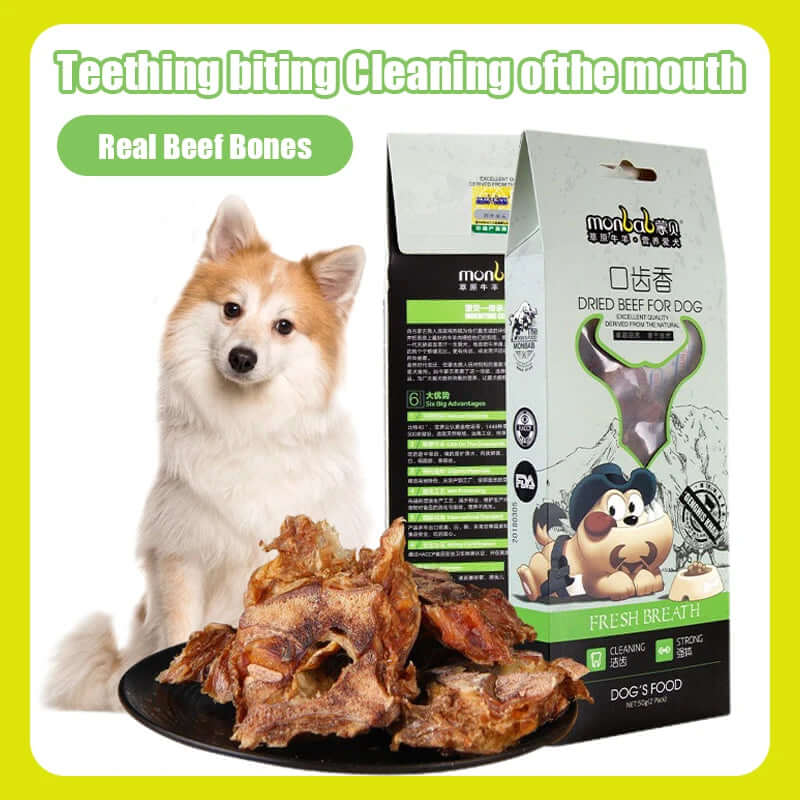 Dog Snacks Teeth Cleaning Bone Real Beef Bone Grinding Teeth Cleaning Bone Nutritious Delicious Reduce Bad Breath Pet Snack Food
