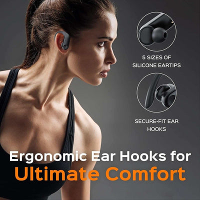 X3 Pro - Workout True Wireless Earbuds, Comfortable Earhooks, Bluetooth 5.3, Punchy Bass, Noise Isolation, 145H Playtime, IPX5 Waterproof, Sweatproof, 2 Mics for Calls, Sport Bluetooth Earbuds