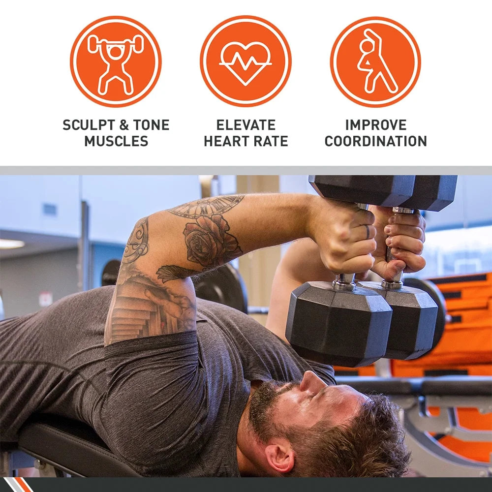 60Lb Rubber Hex Dumbbells