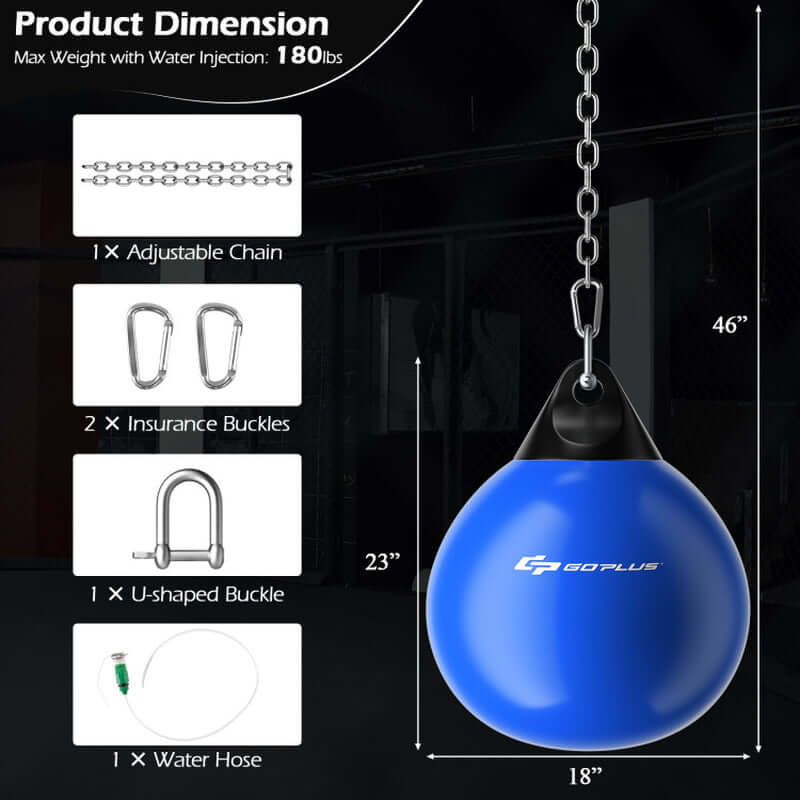 18 Inch 110 Pound Heavy Punching Water Aqua Bag with Adjustable Metal Chain