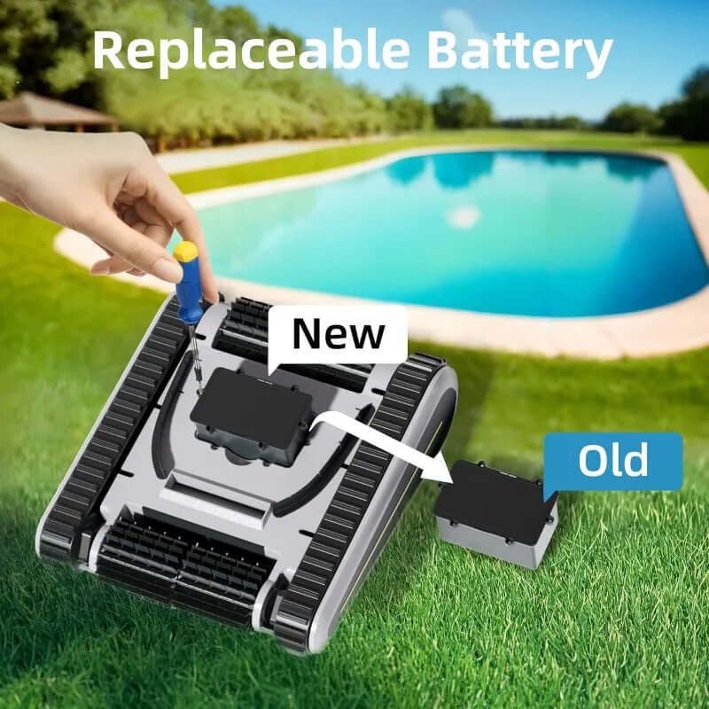 Pool Vacuum for Inground Pools, Cordless Robotic Pool Cleaner, Pool Vacuum with Upgraded Triple-Motor, Wall Climbing