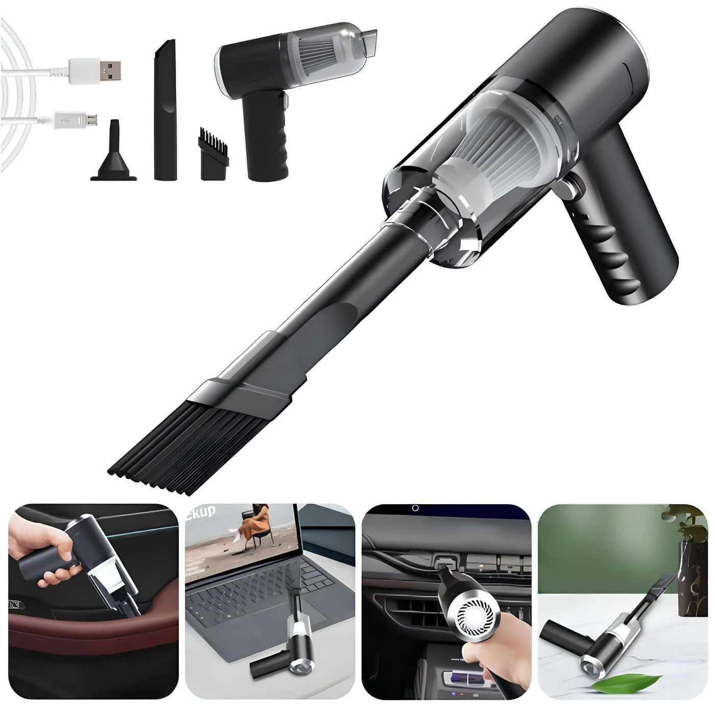3 in 1 Rechargeable Mini Car Vacuum Cleaner Wireless Handheld Strong Suction Upg