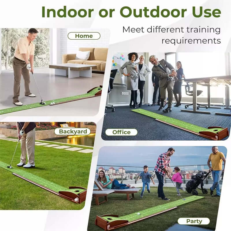 Putting Green Indoor Mat Outdoor Golf Putting Mat with Automatic Ball Return - Ideal for Home, Office, and Outdoor Use