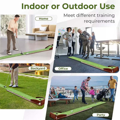 Putting Green Indoor Mat Outdoor Golf Putting Mat with Automatic Ball Return - Ideal for Home, Office, and Outdoor Use