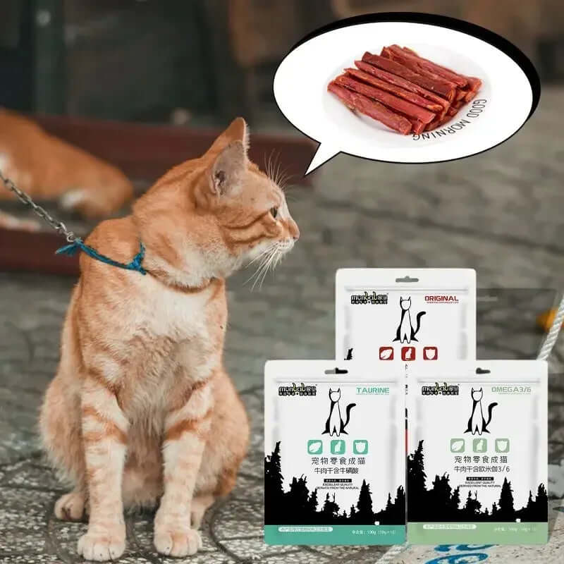 New Cat Snacks Beef Jerky 100G Taurine Omega Balanced Nutrition Delicious Healthy Kittens Sharpening Teeth Beef Strips Pet Food