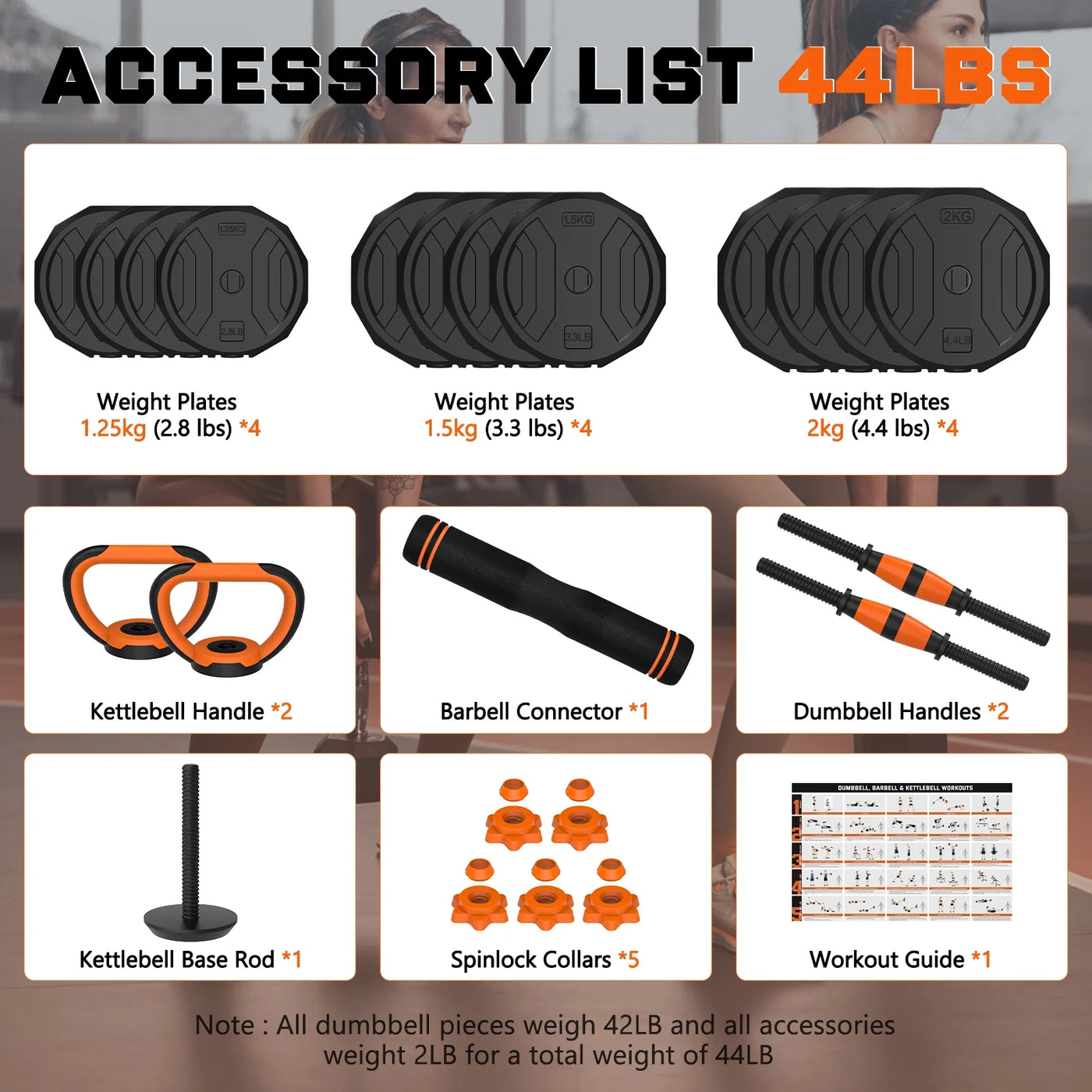 44LB 4-in-1 Dumbbell Set