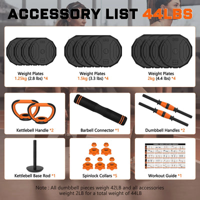 44LB 4-in-1 Dumbbell Set