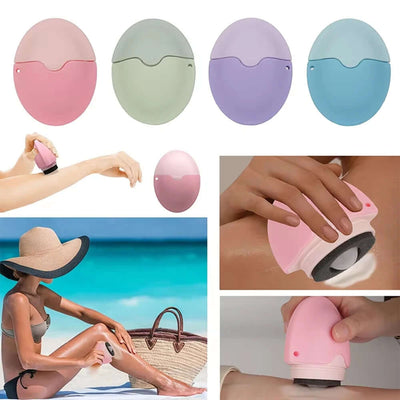 Silicone Suncream Roller Applicator Refillable Oval Isolation Lotion Cream Bottles Stitching Color Cosmetics Tool Travel