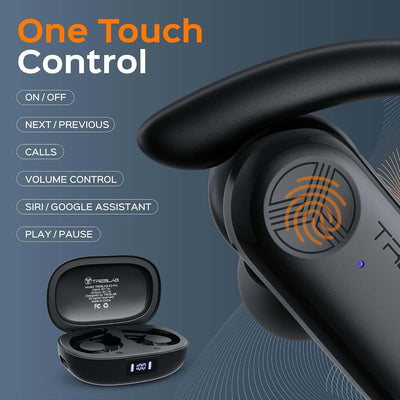 X3 Pro - Workout True Wireless Earbuds, Comfortable Earhooks, Bluetooth 5.3, Punchy Bass, Noise Isolation, 145H Playtime, IPX5 Waterproof, Sweatproof, 2 Mics for Calls, Sport Bluetooth Earbuds