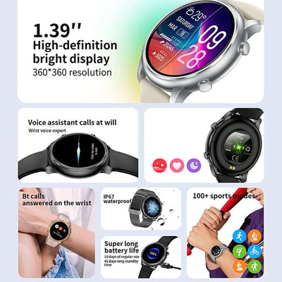 Smartwatch for Android and Iphone, 1.39-Inch Fitness Tracker with Bluetooth (Answer/Make Calls) for Men and Women, Alloy Black