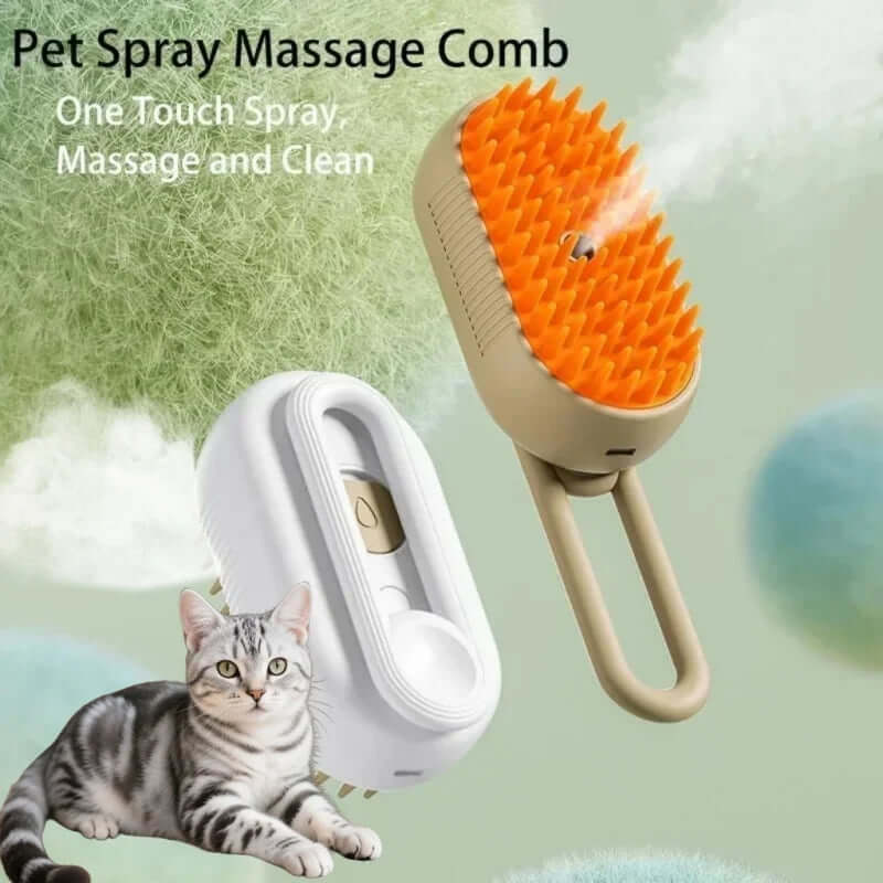 3 in 1 Pet Brush Cat Steam Brush Pet Cleaning Spray Comb Brush for Massage Pet Grooming Removing Tangled and Loose Hair