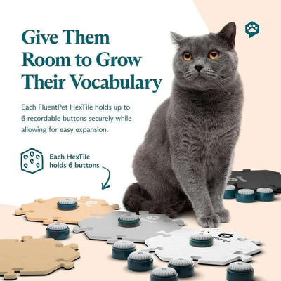 Kit Facing Sound - 12 Recordable Buttons for Dogs & 6 Neutral Hextiles | Dog & Cat Communication Buttons Set | with Batteries