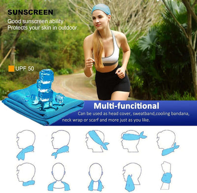 4 Pack Cooling Towel (47"X12") Ice Towel for Neck, Microfiber Cool Towel, Soft Breathable Chilly Towel for Yoga, Sports, Golf, Gym, Camping